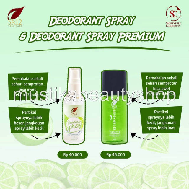 Deodorant spray SR12 ampuh untuk penghilang bau badan 60ml