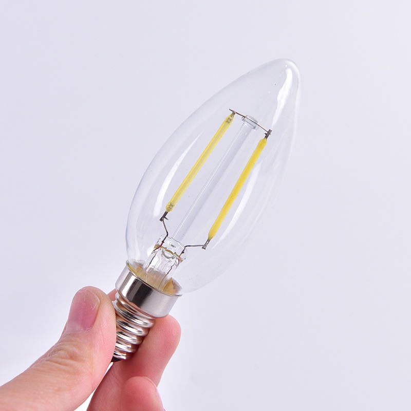 {LUCKID}LED Bulb Spotlight 2W/4W/6W E14 COB Candle/Flame Tip C35 Filament Glass Lamp