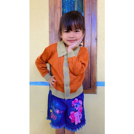 Sweater Cardigan rajut Anak Kemeja wanita