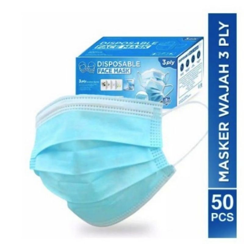 Medan Termurah (Box isi 50) Best seller Face Mask 3 Ply Masker anti debu