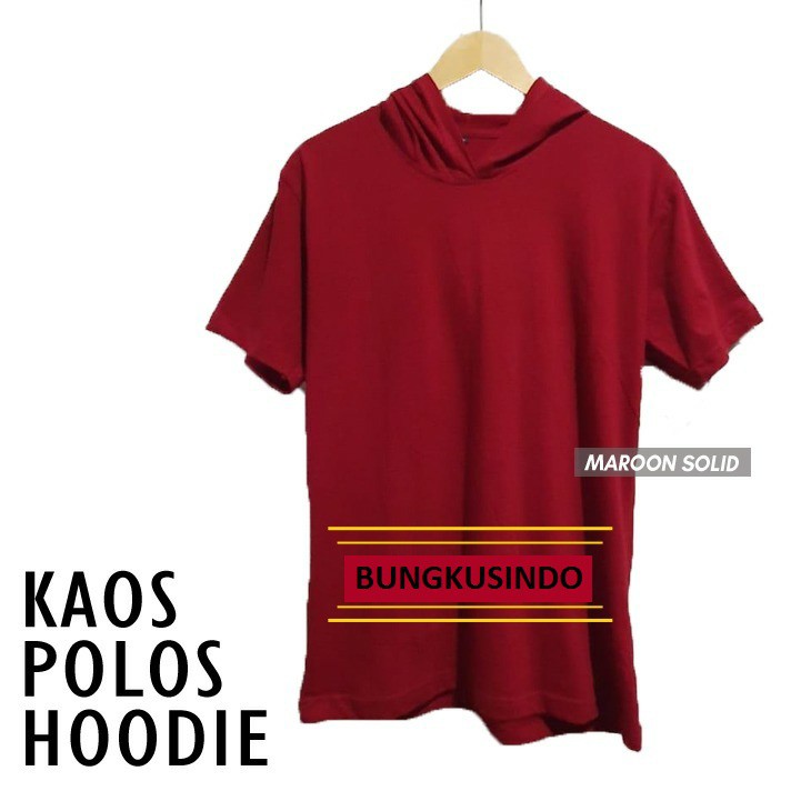 KAOS HOODIE PRIA LENGAN PENDEK POLOS, KAOS TOPI LENGAN PENDEK POLOS