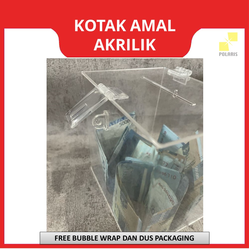 KOTAK AMAL ACRYLIC KOTAK INFAQ - BOX TEMPAT DONASI AKRILIK - WADAH SUMBANGAN - TEMPAT DANA BANTUAN 15x12X15 CM