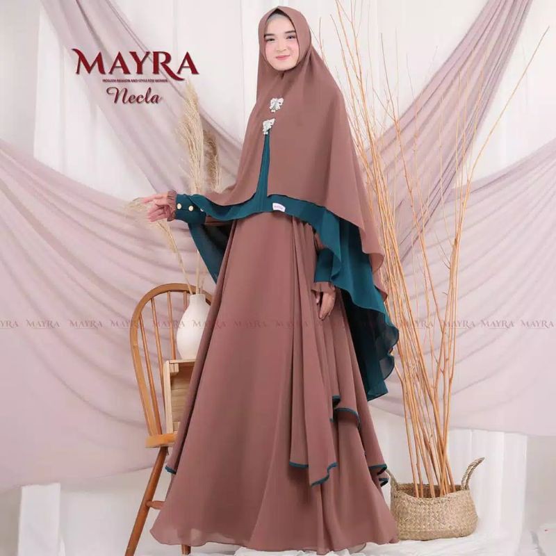KAFFA SYAR'I + KHIMAR Maat Ceruty Baby Doll Baju Gamis Wanita Hijab Muslimah Murah Baju
