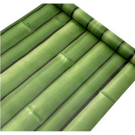 Wallpaper Bambu Rotan Hijau Padat 1 roll