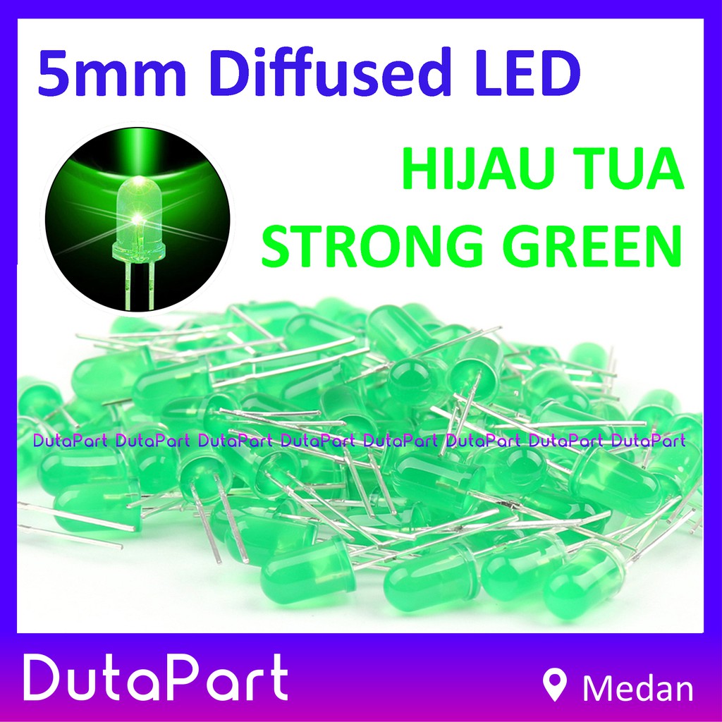 LED 5mm HIJAU TUA STRONG GREEN Diffused F5 LED Dioda KUALITAS BAGUS