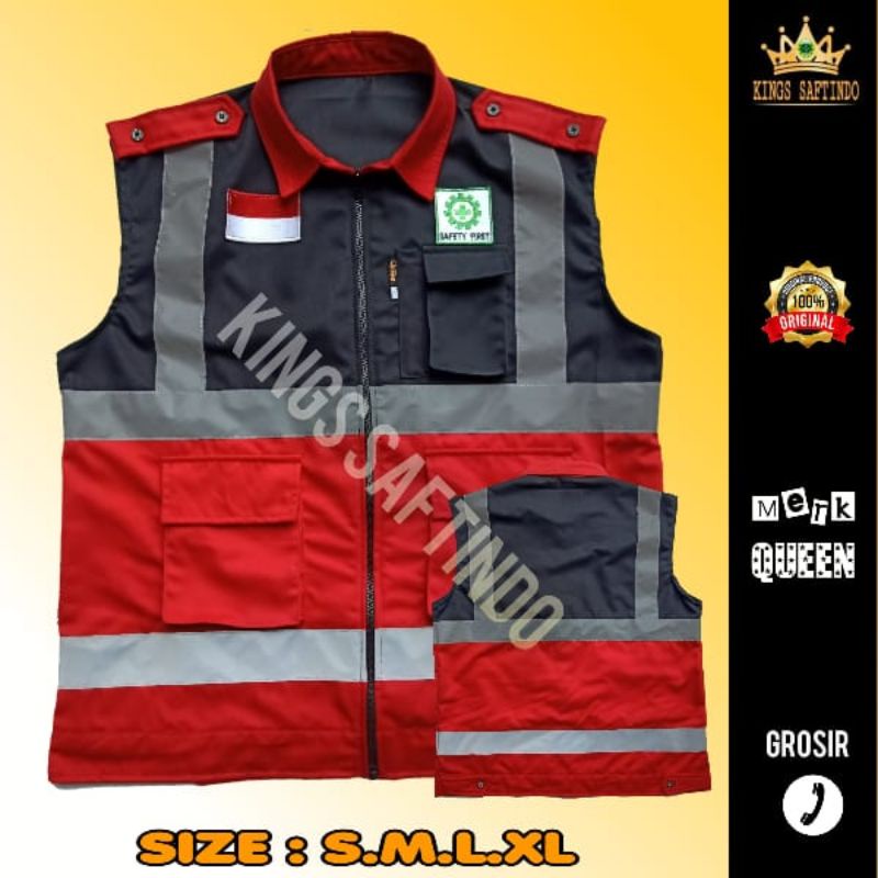 SAFETY VEST CUSTOM KERAH/ROMPI SAFETY TERBARU /ROMPI KERJA PROYEK