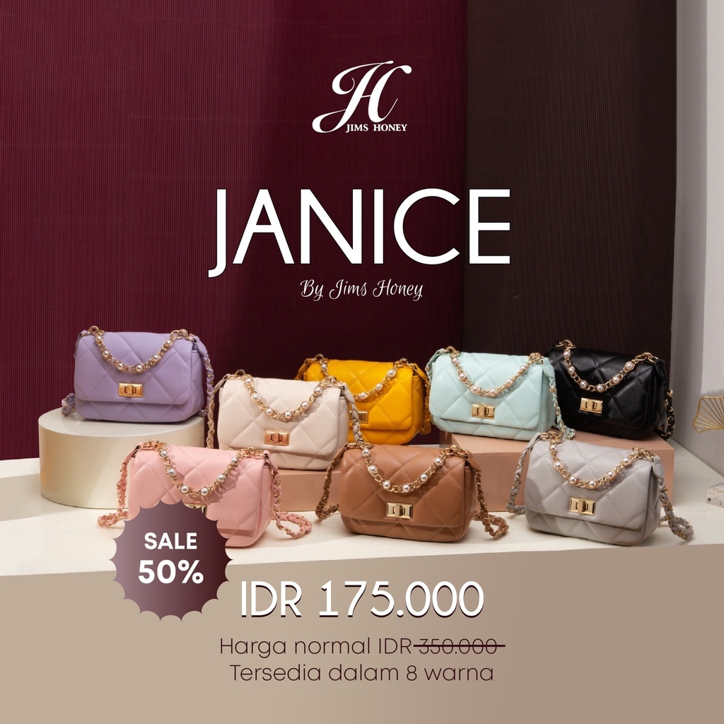 [FREE Exclusive Box] JIMS HONEY Janice Bag Tas Selempang Wanita JH Jimshoney Unik Mutiara