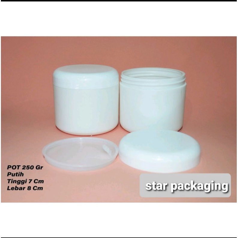 Pot Lulur 250 Gram Putih Pot Lulur 250gr Putih Tinggi Pot Lulur Body Scrub 250gr