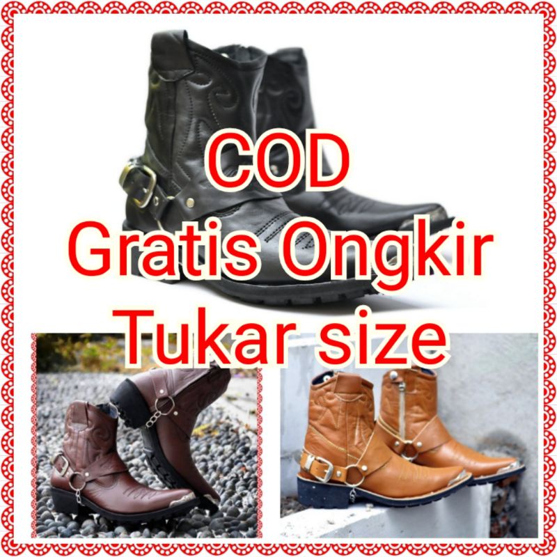 Sepatu Jenggel Koboy Koboi Cowboy Coboy Pria