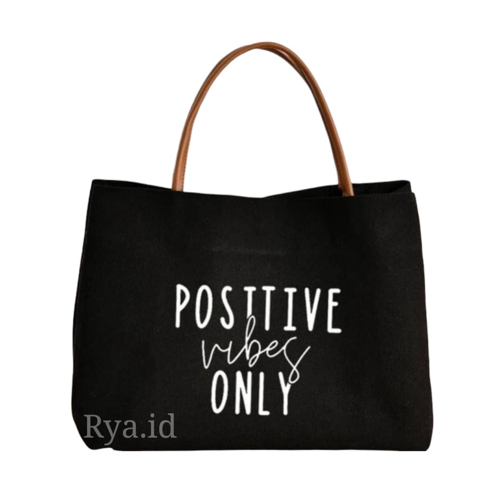 Big Tote Bag Wanita Terbaru 2022 New Years Positif Vibes Vintage Hand Bag Wanita