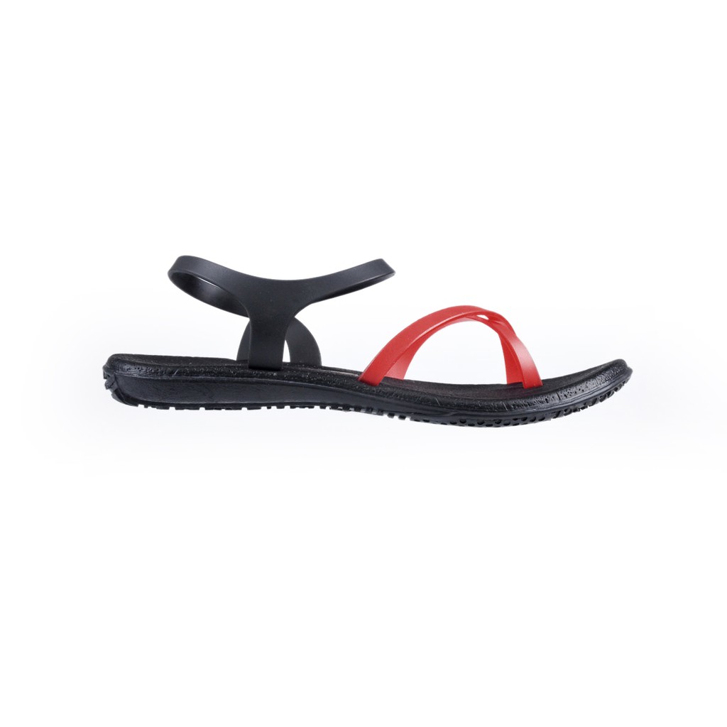 CAMOU - Vivian Ladybug - Sandal Flats Perempuan Kasual Hitam Merah