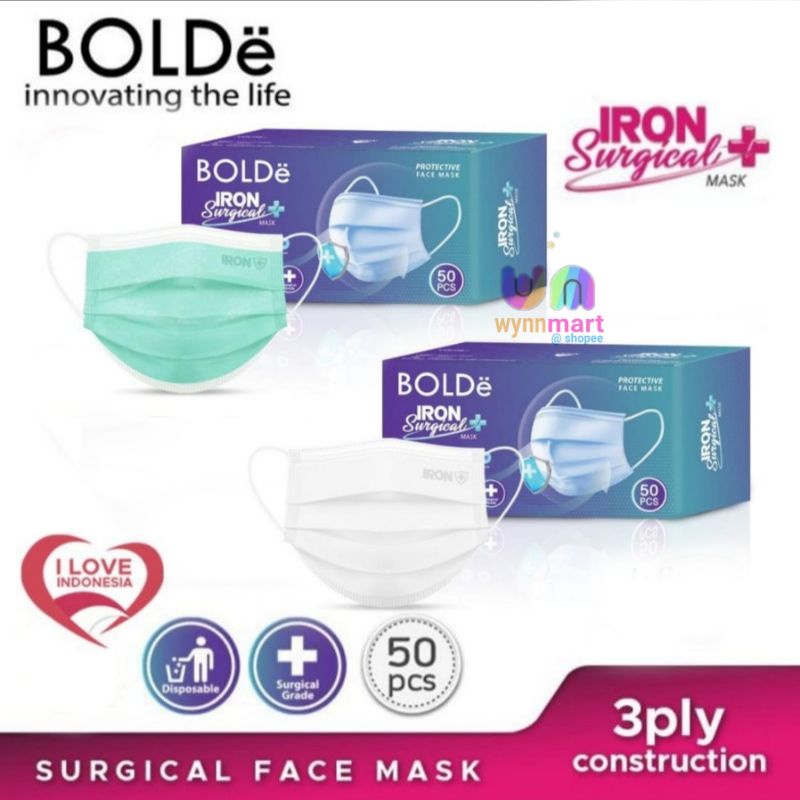 Bolde Iron Surgical Mask 3 Ply @50pc/box