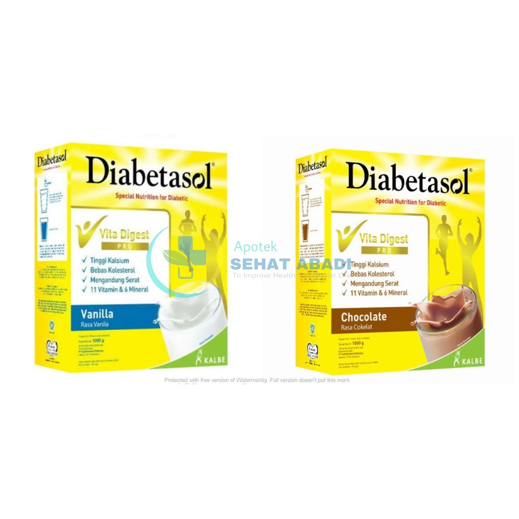 Diabetasol Vita digest 1000gr susu utk penderita diabetes rendah gula Rasa vanila | coklat
