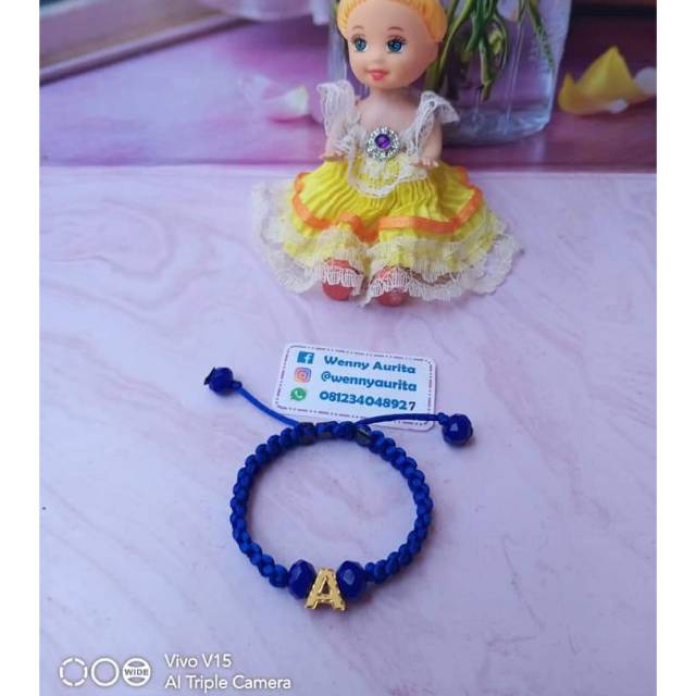 Gelang tali mix emas huruf A kadar 375%