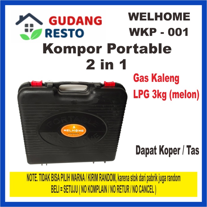 KOMPOR PORTABLE BISA LPG 3KG MELON ATAU GAS KALENG / MINI / TRAVEL / CAMPING / KEMAH 2in1 WELHOME WKP 001 / WKP001 /WKP-001