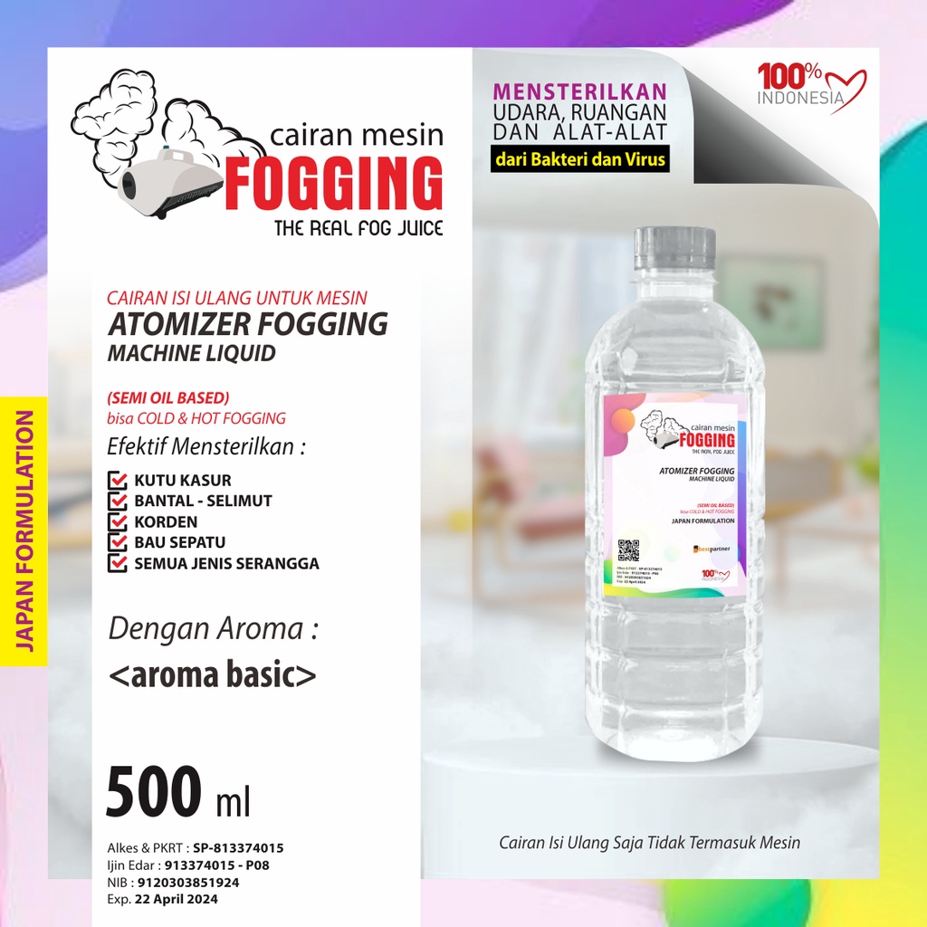 Cairan Mesin Fogging Aroma Segar 500 ML / Cairan Fogging Atomizer Segar 500 ml Botol Pet