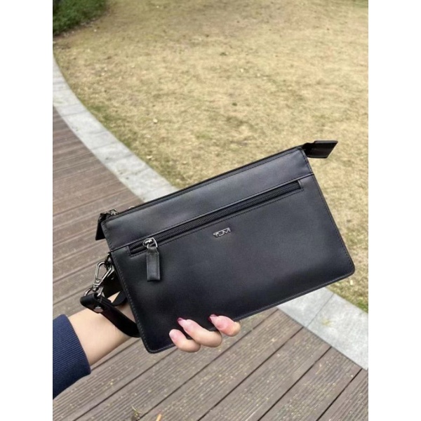 handbag tumi alpha zip clutch leather tas tangan clutch kulit asli hitam