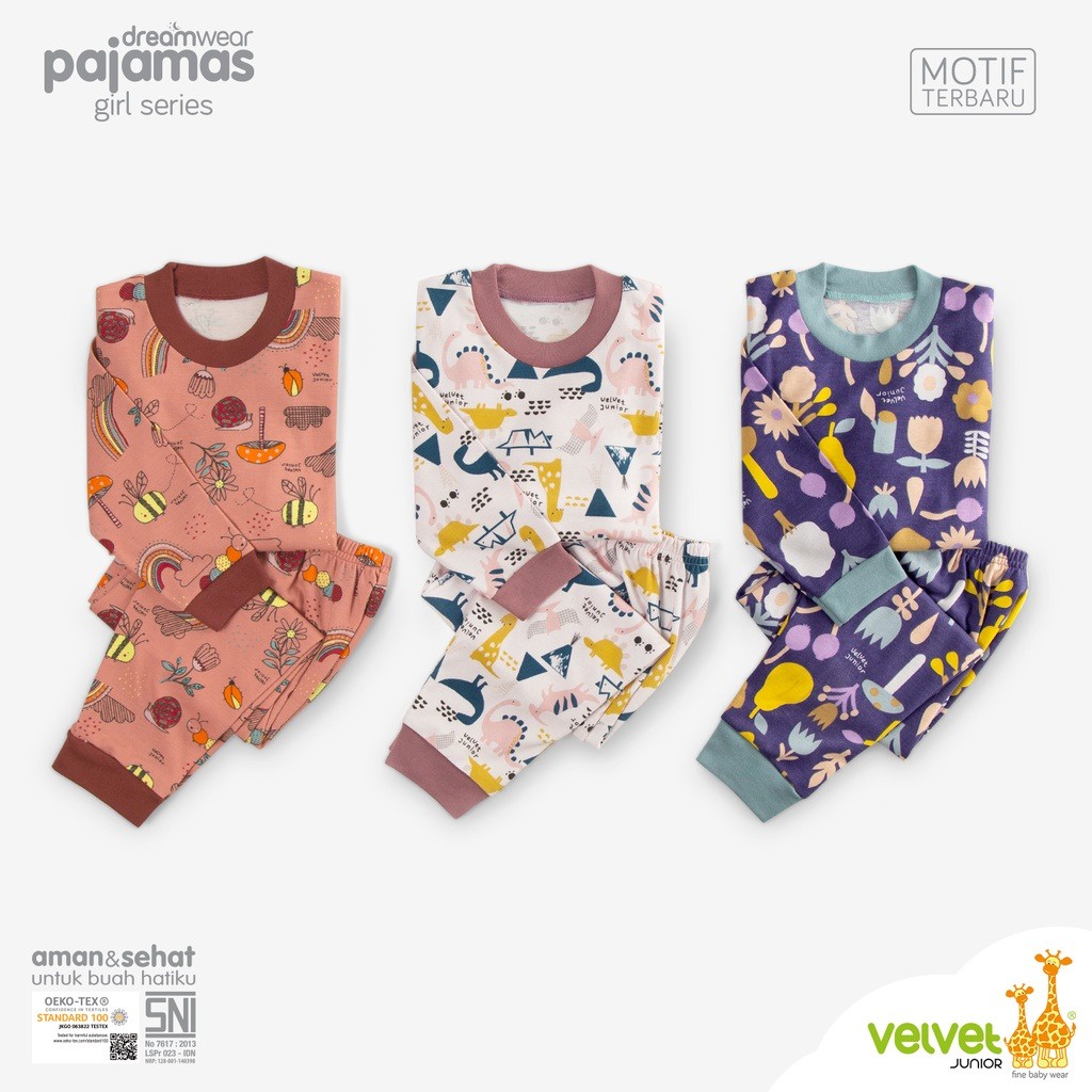 Velvet Junior Setelan Piyama Panjang SATUAN gambar variasi hanya contoh