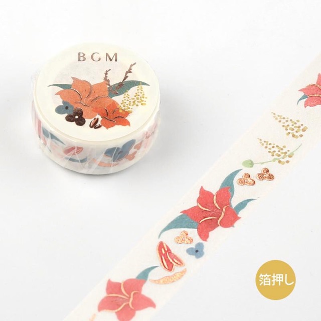 

BGM Red Flower Washi Tape / Sample (per meter)
