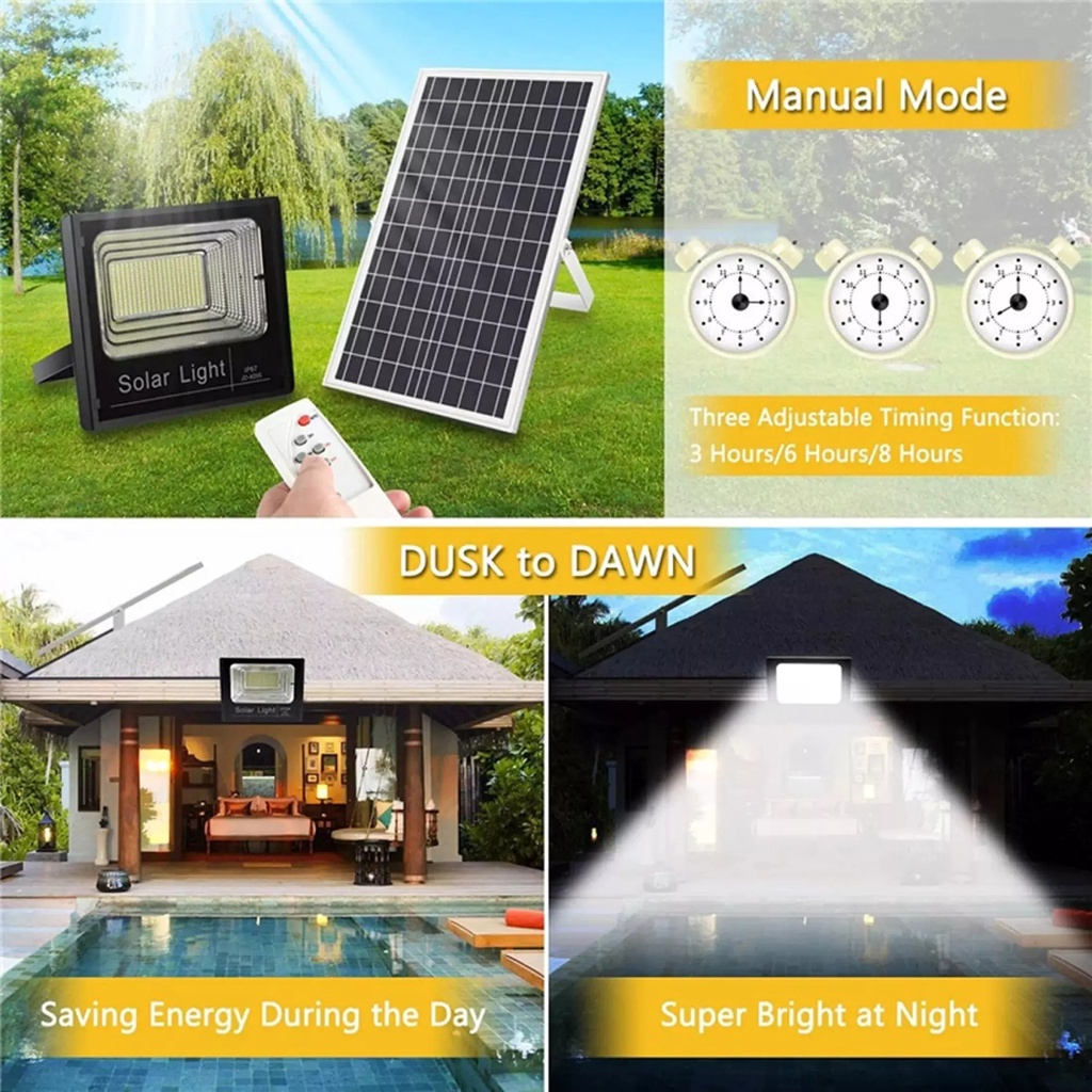 500W 100% asli lampu taman surya solar led outdoor lampu sorot jalan tahan air dengan remote control lampu surya lampu led surya luar IP67 tahan air