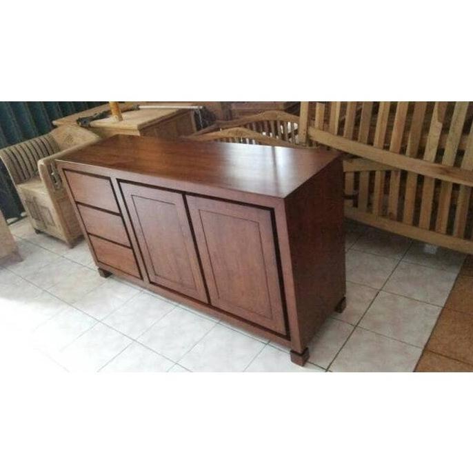 BUFET KABINET RAK MEJA TV PAJANGAN JATI JEPARA MINIMALIS FHBG5645E