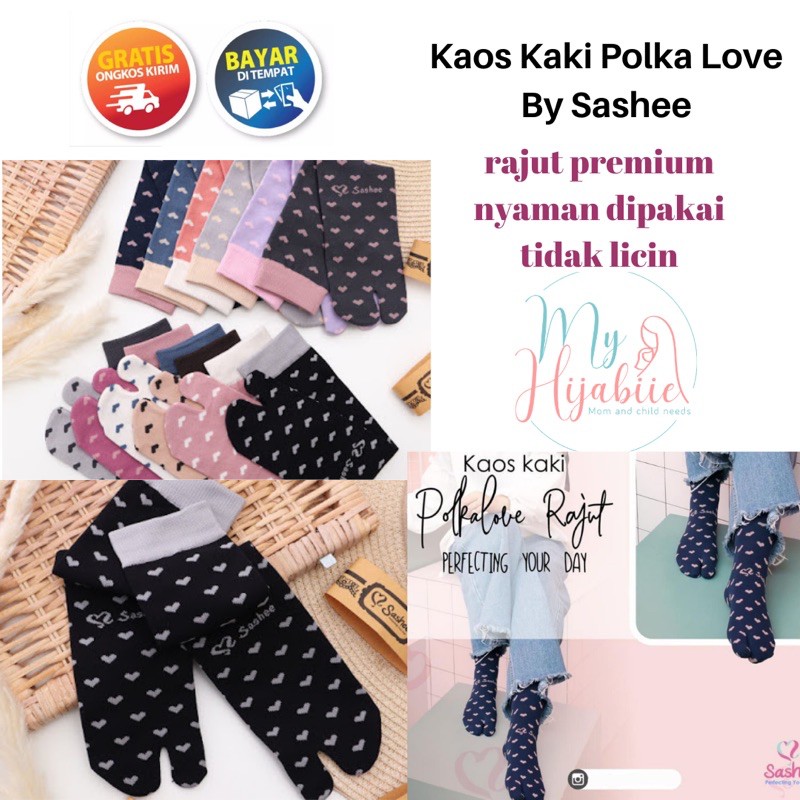 Kaos Kaki Jempol Muslimah Motif Polka Love Sashee Kaoskaki Polkalove Nylon Spandex Panjang 32cm