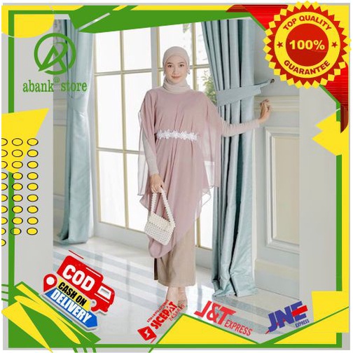 Baju Kaftan Wanita Muslim Remaja Ceruty Babydoll Premium Isyana Terbaru 2021