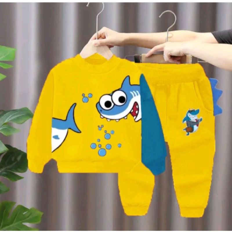 Pakaian anak laki-laki/Setelan Sweater Jogger HIU 1-6 Tahun/Setelan Bebytery anak laki-laki dan perempuan