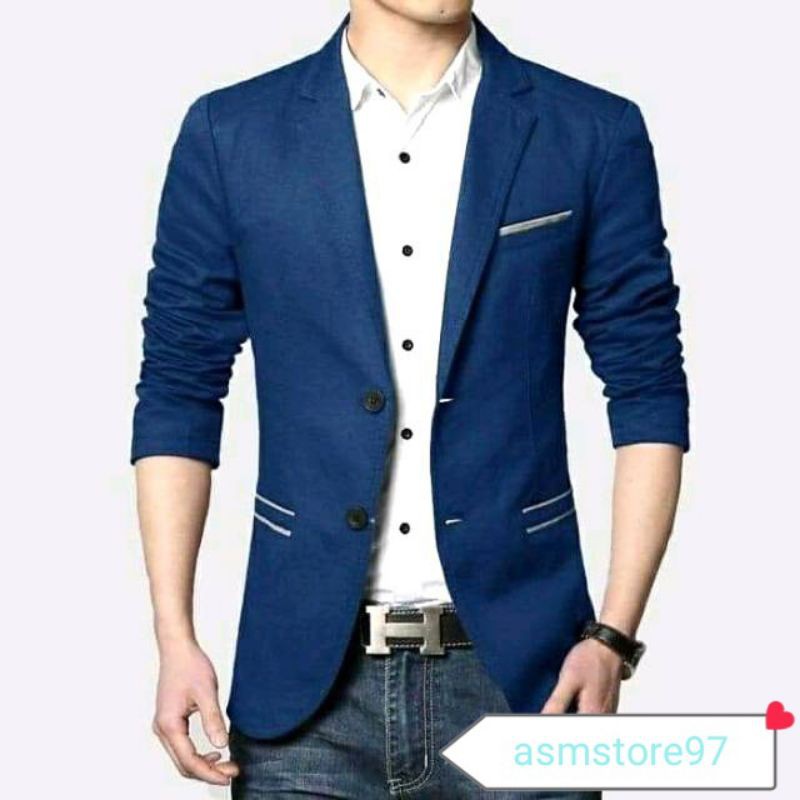 Jas Blazer Warna Biru, Jas Blazer Wisuda, Jas Blezer Keren Pria, Jas Formal, Termurah