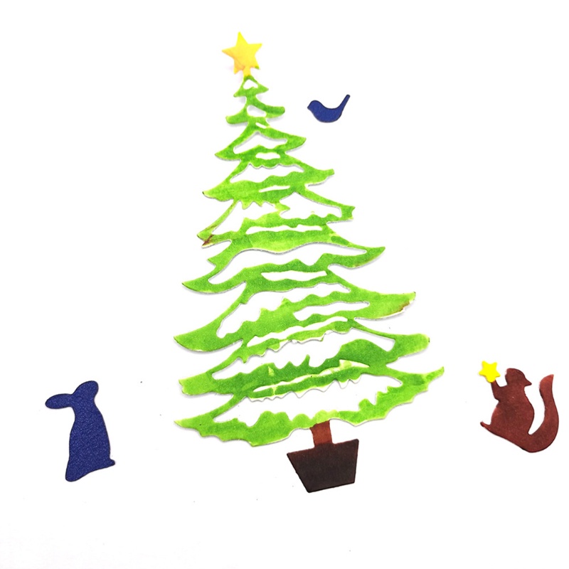 Cetakan Stensil Cutting Dies Motif Pohon Natal Bahan Metal Untuk Scrapbook / Craft DIY