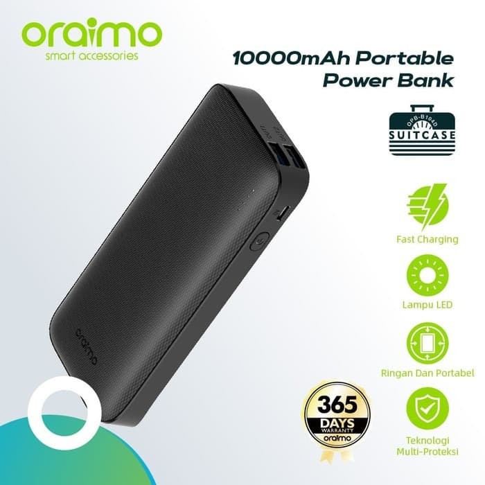 POWERBANK PORTABLE 10000MAH ORAIMO OPB-B104D DUAL USB FAST CHARGING