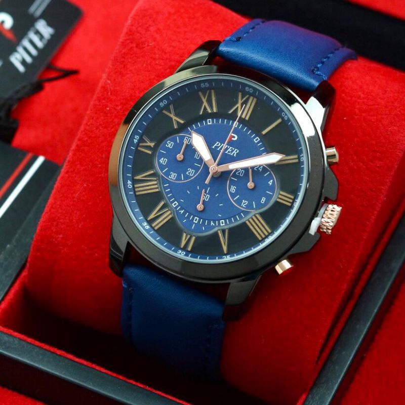 {COD} Paket box kayu exclusive + kartu garansi || jam tangan original pria Piter