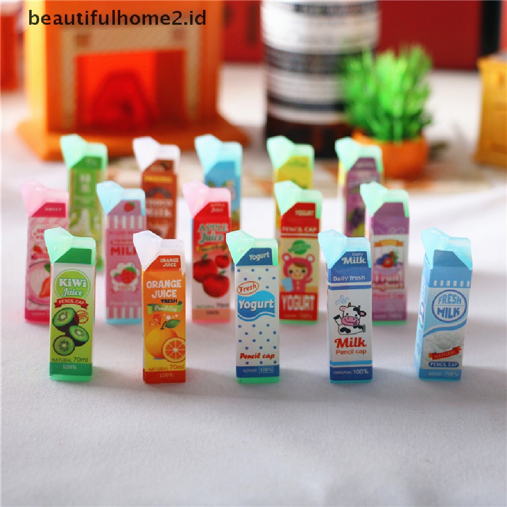 (beautifulhome2.id) 4pcs / Set Mainan Miniatur Botol Jus Skala 1: 12 Bahan ABS Untuk Aksesoris Rumah Boneka