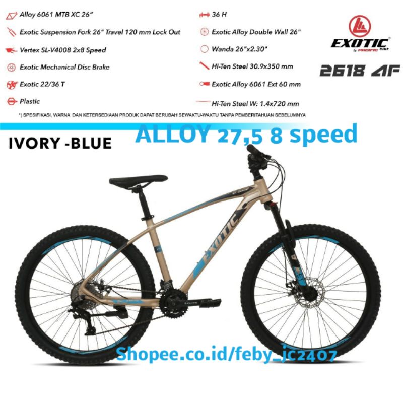 Exotic 2618 AF Sepeda Gunung Mtb Ukuran 27,5 2618 AF MTB 8 speed