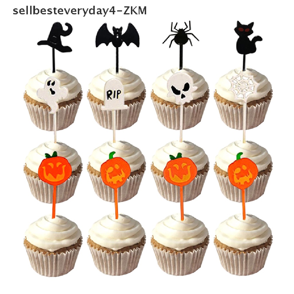 10 Pcs / Pak Tusuk Gigi Buah Kue Dessert Tema Halloween Untuk Anak