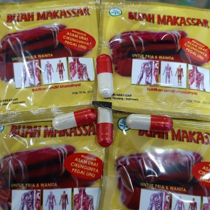 KAPSUL BUAH MAKASAR - MAKASSAR HERBAL PEGAL LINU JAMU ASAM URAT- OBAT NYERI SENDI PENGAPURAN TULANG