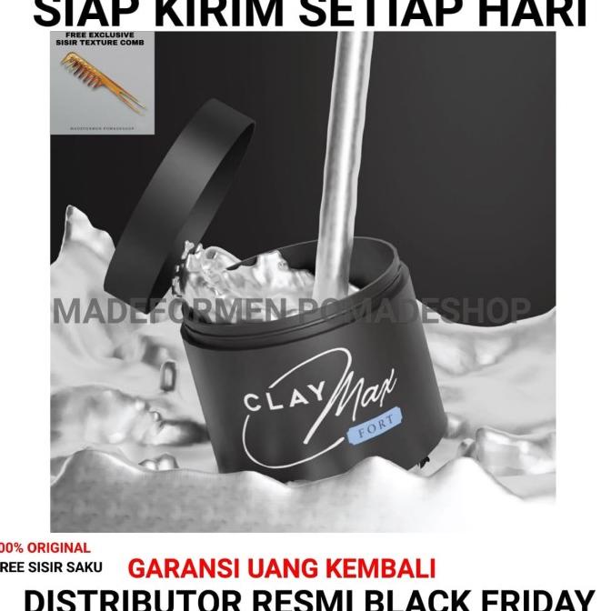 HOT SALE BLACK FRIDAY POMADE BLACK FRIDAY CLAY MAX FORT TANPA KILAU FREE SISIR