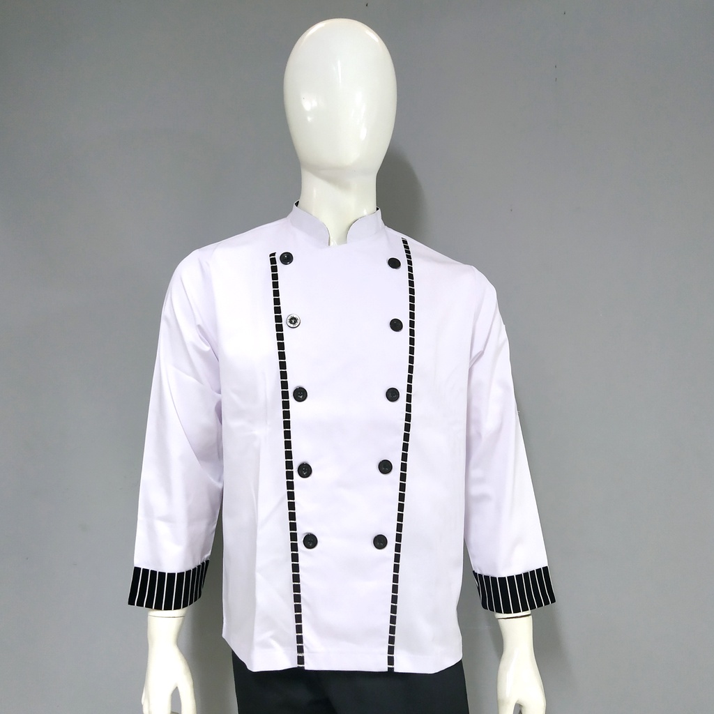 Chef Wear Baju Koki LS Putih STRIPE Ads