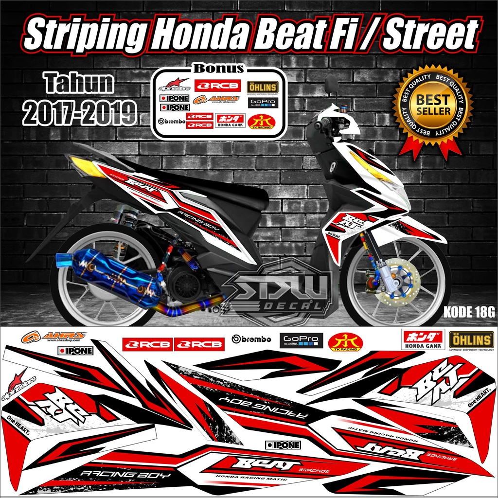 Striping Beat 2017-2019 Stiker Lis Motor Beat kode 18