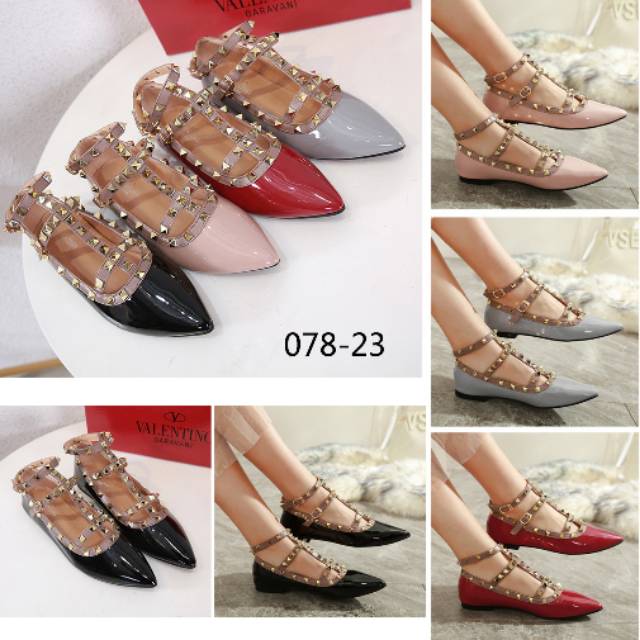 New Arrivall 
_*Flat Shoes Valentino Garavani Rockstud T-Strap Pump #078-23*_