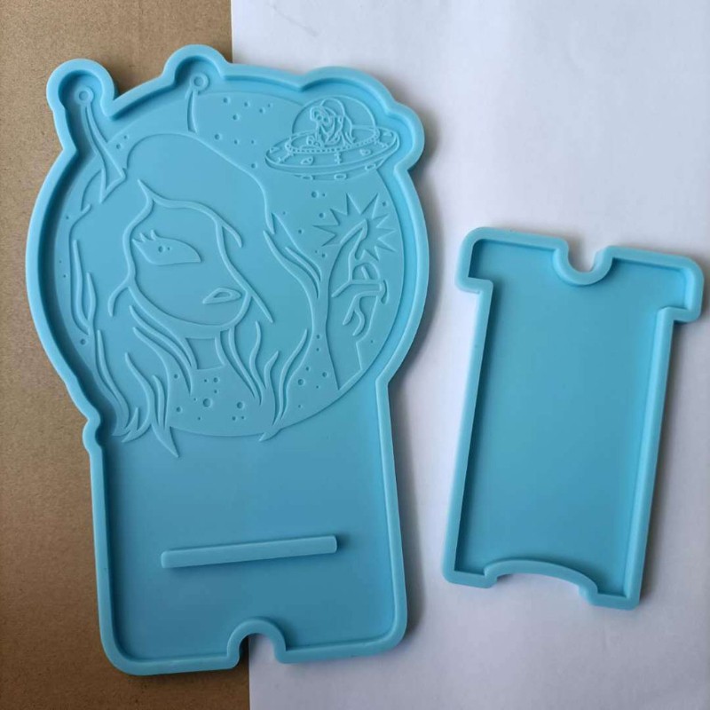 Glitter Handmade Cool Girl Mobile Phone Stand Silicone Resin Mold  Phone Holder Epoxy Resin Moulds Craft Cell Phone Bracket Mold