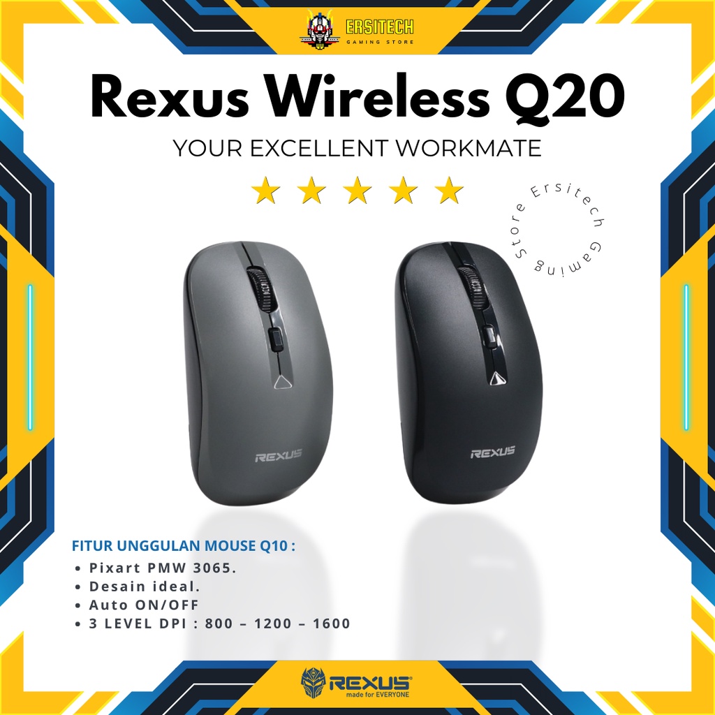 Rexus Mouse Wireless Office Q20 Silent Click - Mouse Laptop Mouse Bluetooth Mouse Bluetooth Wireless