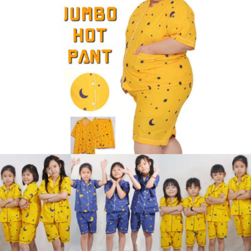 PIYAMA PASANGAN CELANA PENDEK BULAN BINTANG