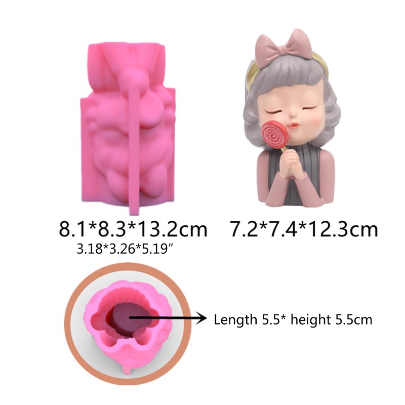 Siy Cetakan Pot Bungatanaman Bahan Silikon Desain Gadis Lucu Untuk Dekorasi Diy