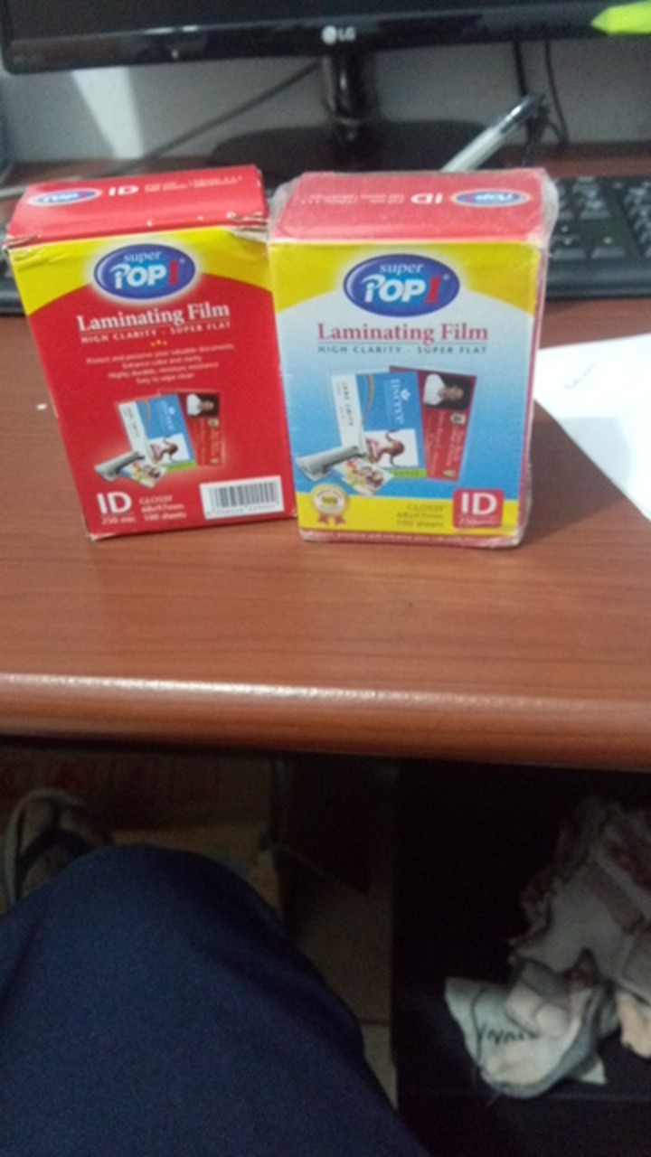 Laminating Film 250 Mikron Ktp 68 Mm X 97 Mm 250 Mikron (1 Pak = 100 Pcs)