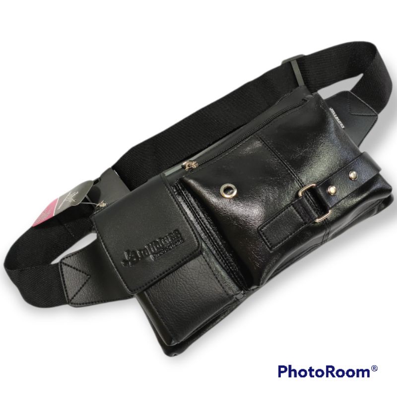 Tas Waistbag pinggang selempang kombinasi Pria Kulit keren murah
