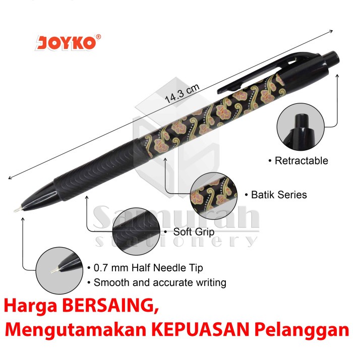 

Star Pulpen Joyko Culture Batik Bp 184 / Ball Pen Bp-184 Hitam Batik 0.7 Mm Hemat