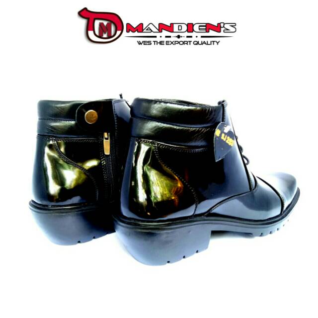 MANDIENS SJK253 - Sepatu Boots Kulit Asli Medali - Sepatu Kulit Pdh Tni Polri Jenggel Gaya Koboi