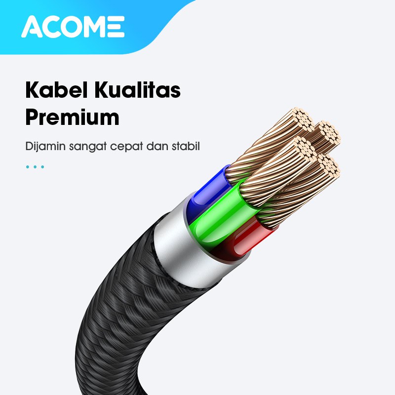 Acome Kabel Data Lightning Colourful LED iPhone / iPad Data Cable Garansi Resmi 1 tahun AOL-010