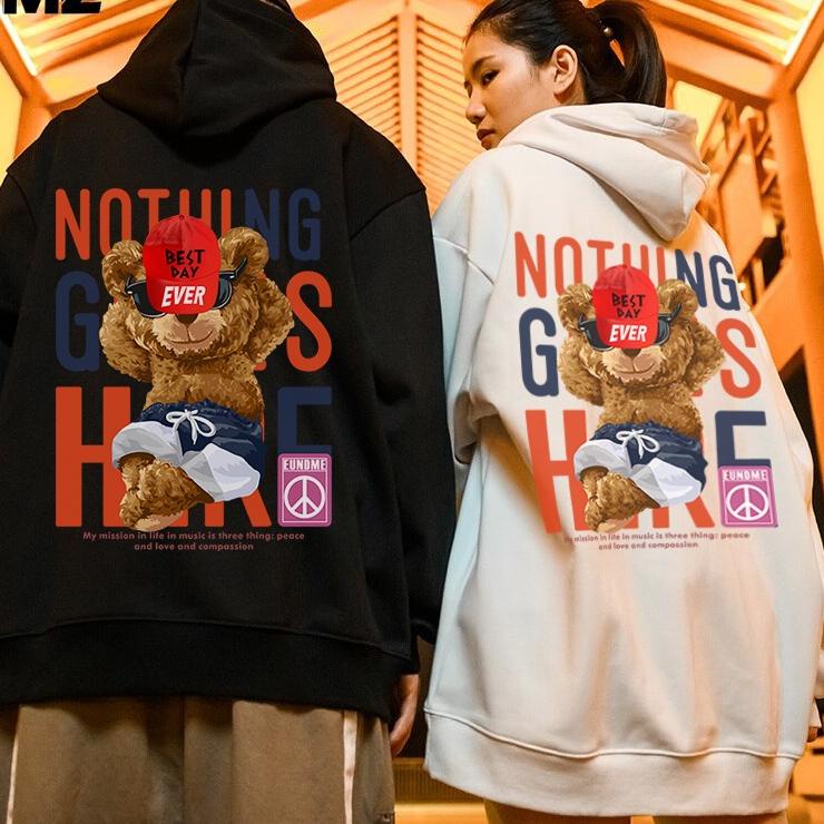 Cuma disini--Hoodie CN sweater crewneck cople Nothing Bear Pria wanita Jaket Switer Motif Simple Kek